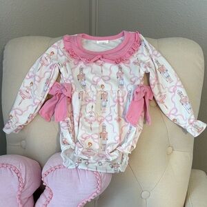Pink Nutcracker & Ballerina Ruffle Baby Romper